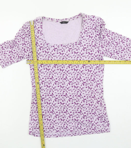M&Co Women’s Lilac Floral Cotton Square Neck T-Shirt Size 12