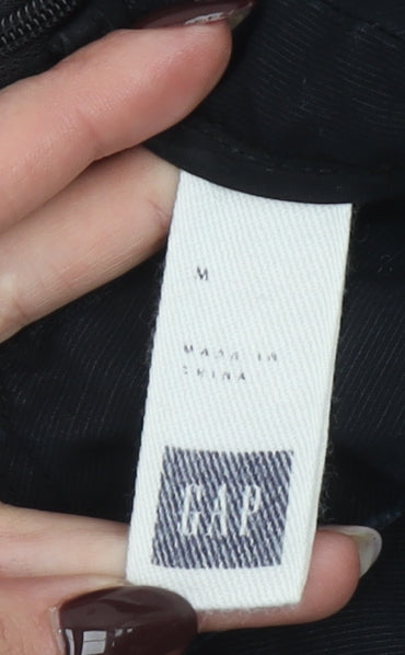 GAP Women Black Cotton Linen Collared Sleeveless Shift Dress Size 12