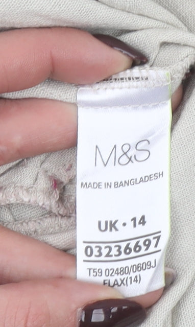 Marks and Spencer Womens Beige Linen Blend 3/4 Sleeve Blazer UK 14