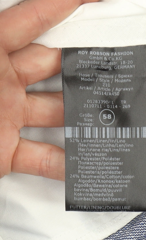 Roy Robson Men’s Blue Linen Blend Chino Trousers 2XL 46in Waist