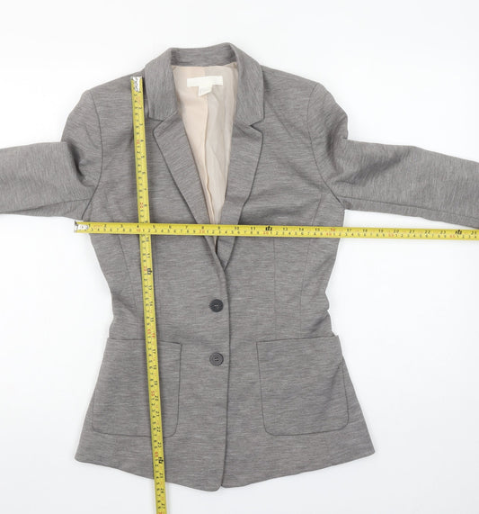 H&M Women's Grey Regular Fit Two-Button Blazer Jacket Size 8