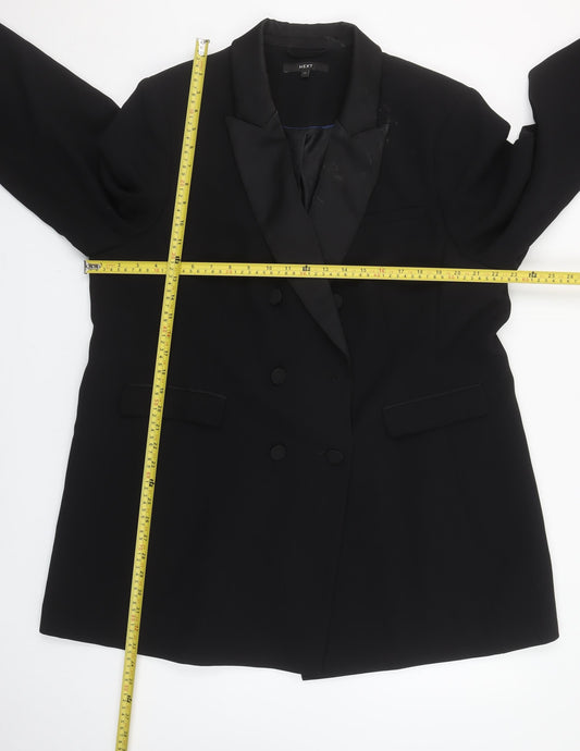 Next Women’s Black Tuxedo Blazer UK 22 Double-Breasted Shawl Collar