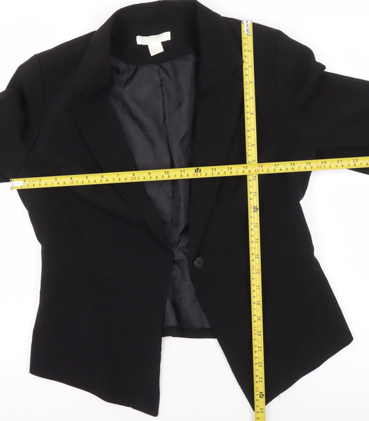H&M Women’s Black Blazer Jacket Size 14 Tailored Single-Breasted Workwear