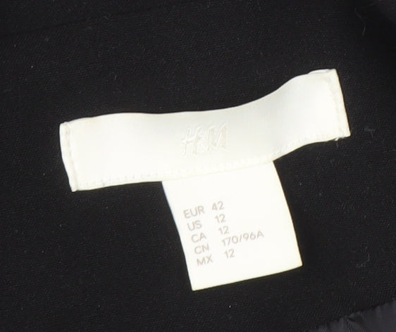 H&M Women’s Black Blazer Jacket Size 14 Tailored Single-Breasted Workwear