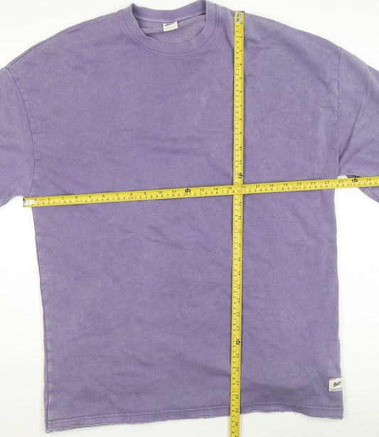 STAMPD Men Purple Crew Neck Cotton Blend Short Sleeve T-Shirt Size M