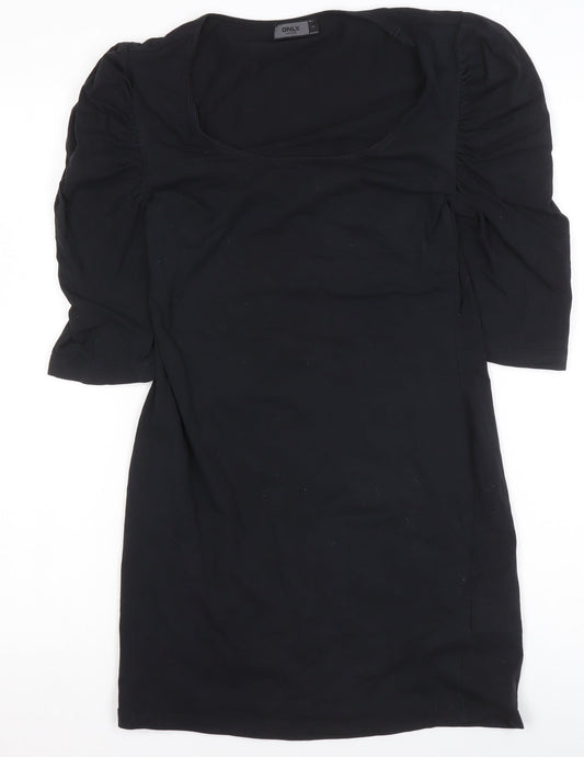 Additional front view of Only Women’s Black Bodycon Short Sleeve Jersey Dress M
