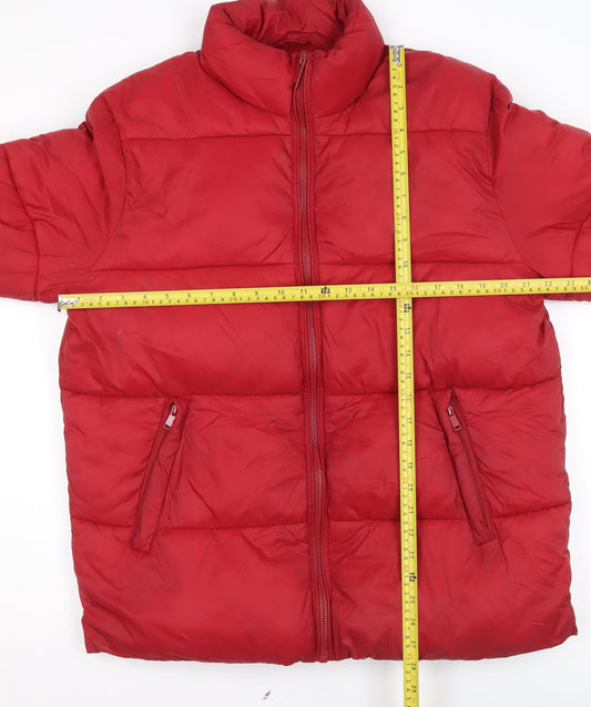 Womens UK Size L skøvde Red Puffer Jacket