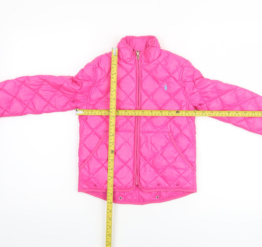 Ralph Lauren Girls Pink Quilted Down Puffer Jacket Size 6 Years