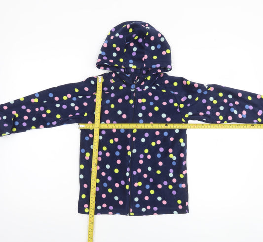 Mountain Warehouse Girls Blue Polka Dot Fleece Full Zip Hoodie 9-10 Years