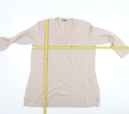 Laura Ashley Women’s Beige V-Neck Cotton Cashmere Jumper UK 16