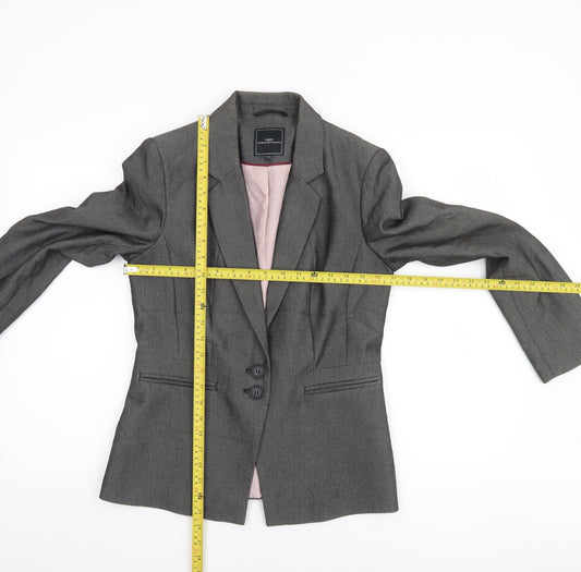 Next Women Grey Regular Fit Tailored Two-Button Blazer Size 10
