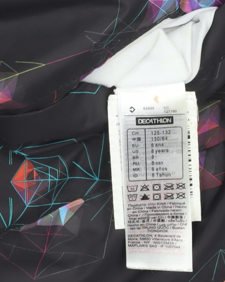 Additional view of Decathlon girls’ white hooded puffer jacket 8 years winter lined zip coat