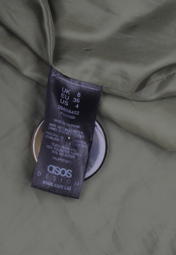 ASOS DESIGN Men's Green Polyester Mid-Length Overcoat Size S