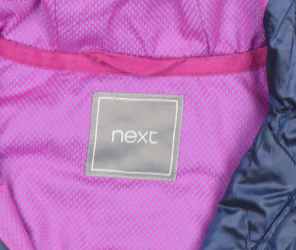 Additional view of Next girls’ blue hooded parka coat 7 years full zip lined elastic waist
