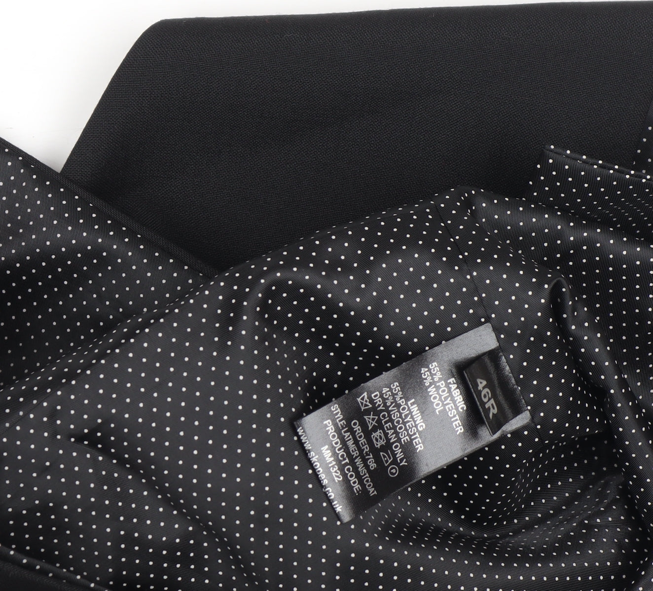 ASOS Men's Black 46R Formal Waistcoat Regular Fit Wool Blend