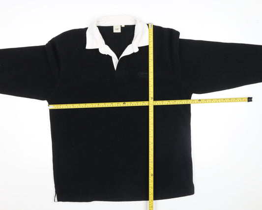 Cotton Traders Men's Black Long Sleeve Rugby Polo Shirt Size L