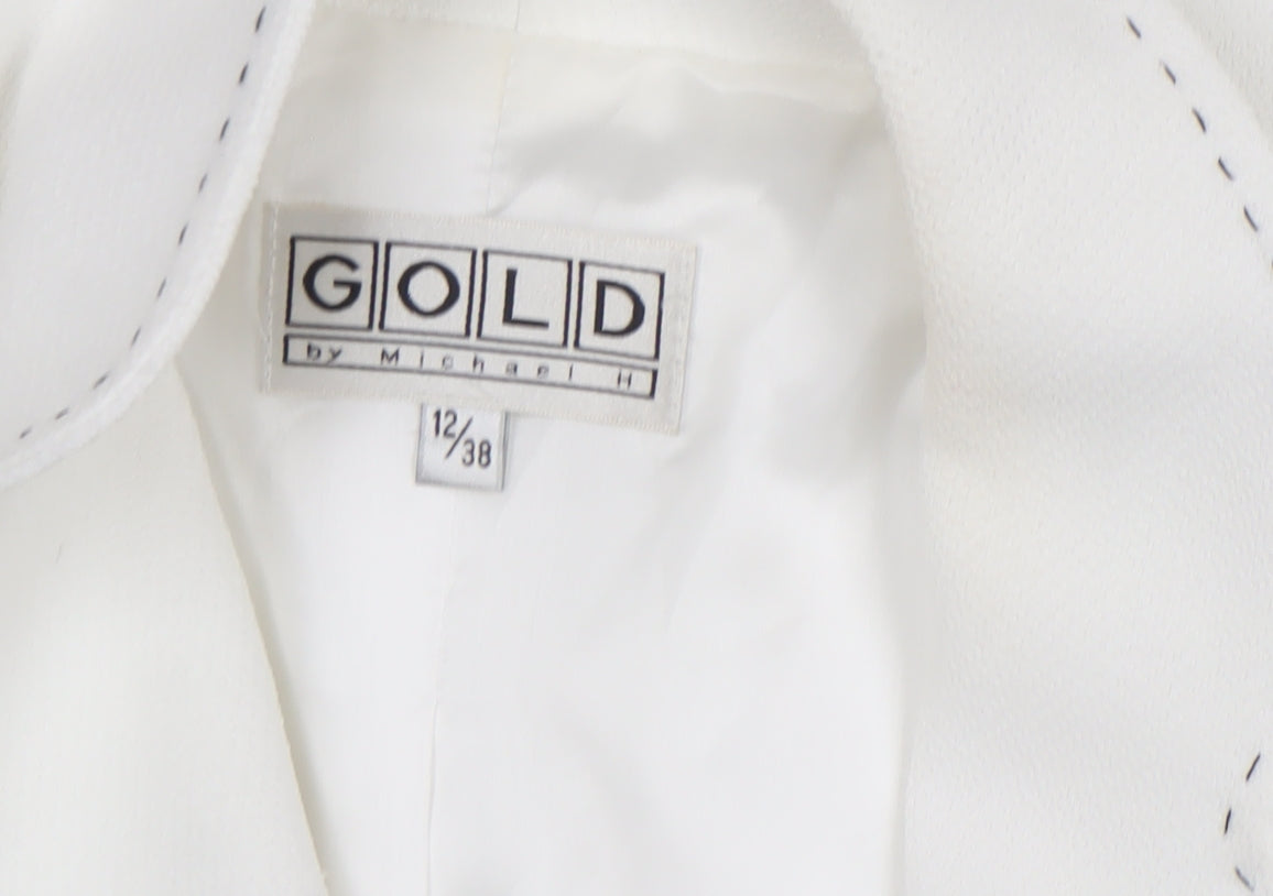 Womens UK Size 12 Gold by Michael H Regular White Blazer