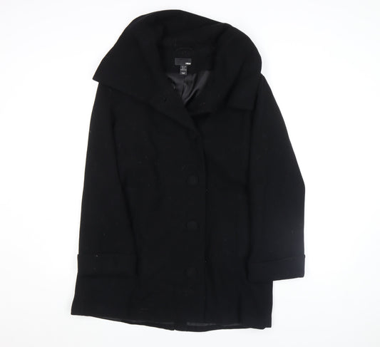Womens UK Size 8 H&M Black Overcoat