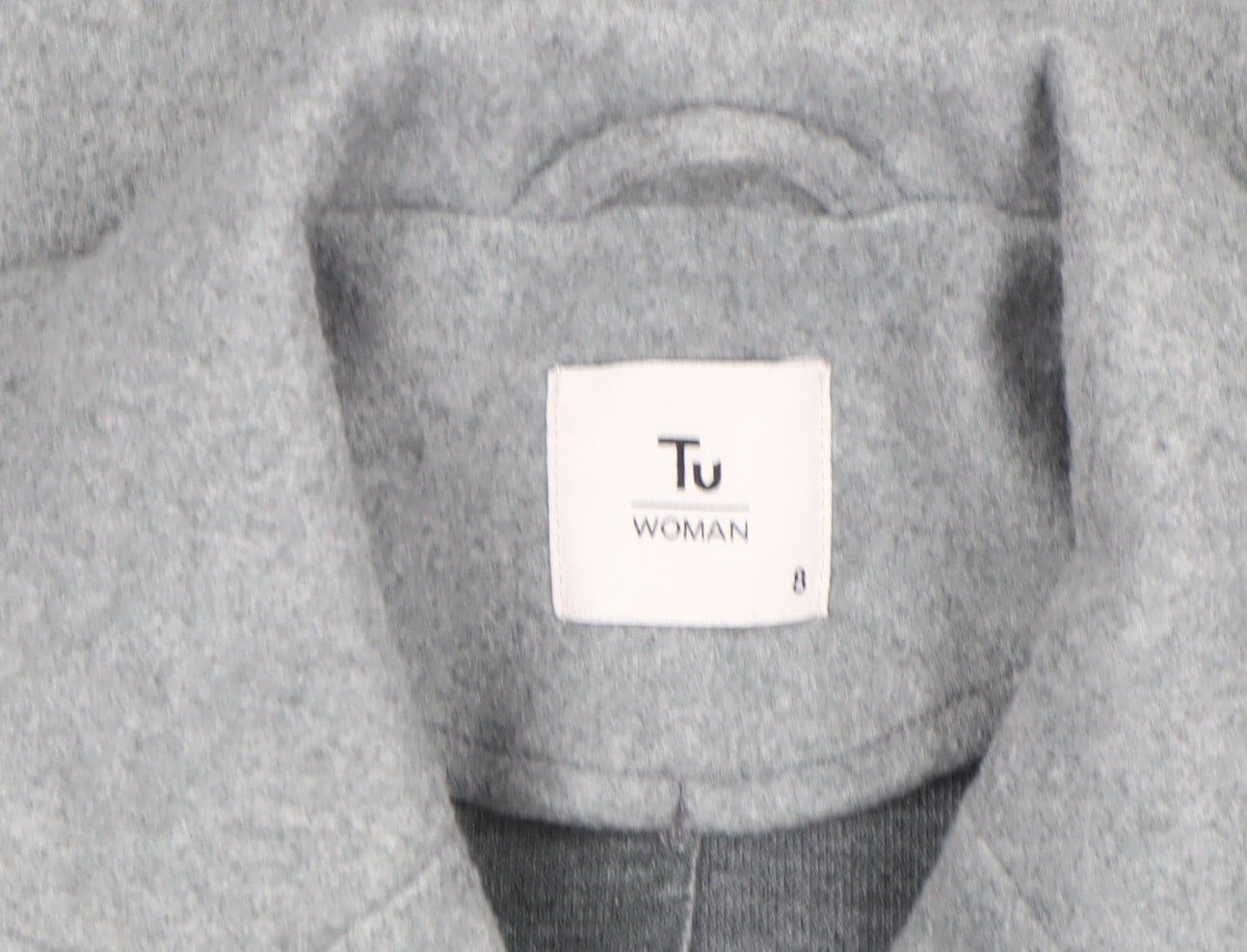 Tu Women Grey Size 8 Mid-Length Wool Blend Overcoat