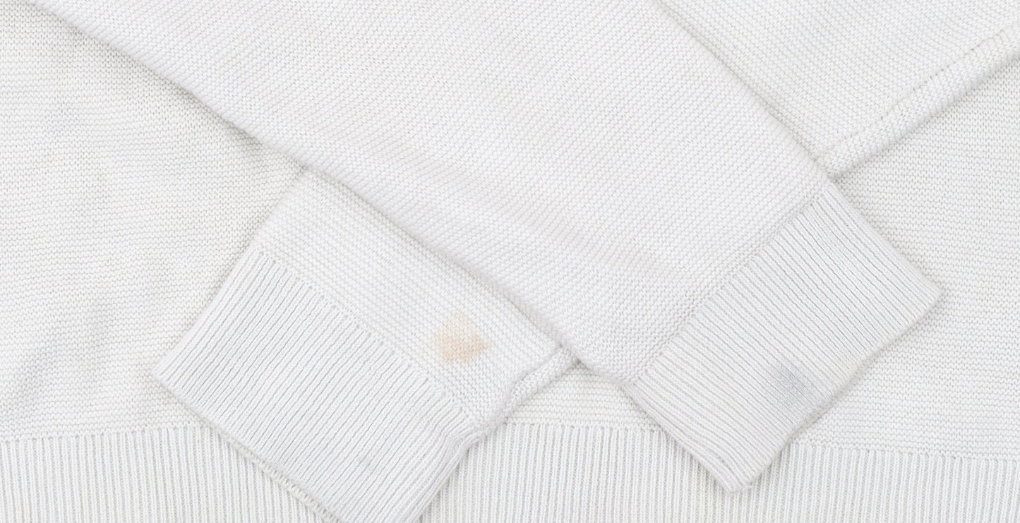 Primark Men's Beige Colour Block Cotton 1/2 Zip Jumper Small