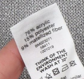 F&F Women Silver Metallic Jumper Dress Size 16 3/4 Sleeve Knit