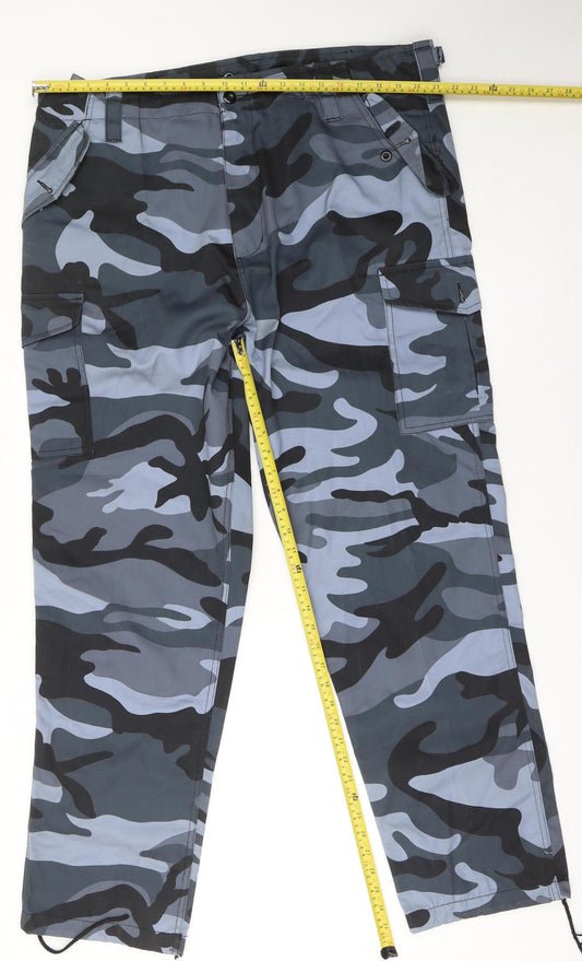Blue Castle Men's Grey Camo Cargo Trousers 42W 32L Polyester Cotton