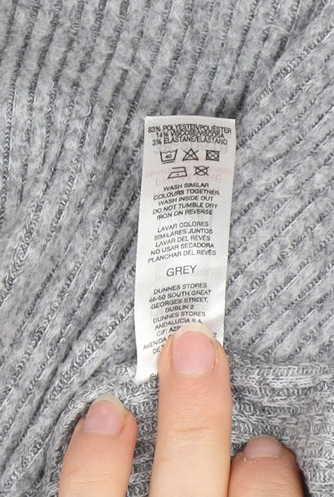 Dunnes Women Grey Roll Neck Long Sleeve Knit Jumper Dress L