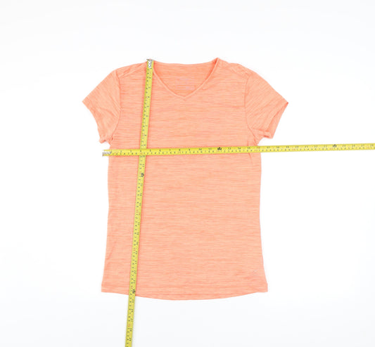 Energetics Womens Orange V-Neck Short Sleeve Active T-Shirt Size 14