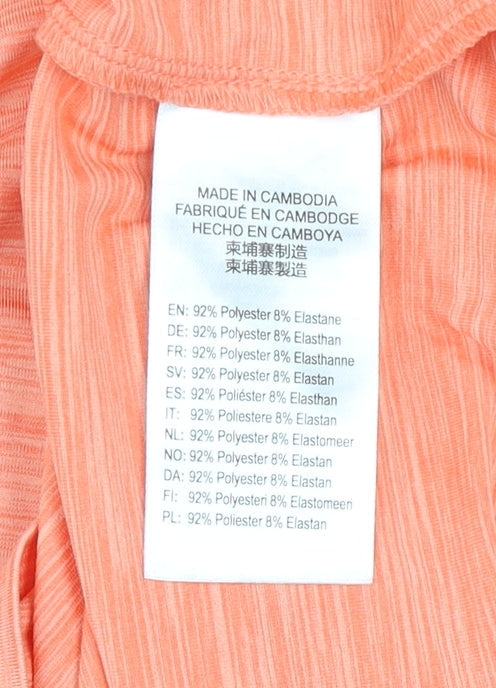 Energetics Womens Orange V-Neck Short Sleeve Active T-Shirt Size 14