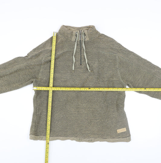 Weird Fish Men's Beige 1/4 Zip Knit Sweatshirt XL Regular Fit