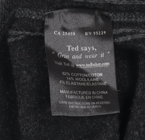 Ted Baker Men Grey Wool Cotton Crew Neck Jumper Size M