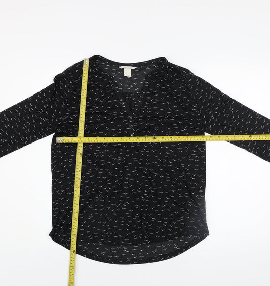 Womens UK Size 12 H&M Black Basic Blouse