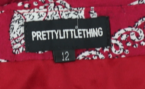 PrettyLittleThing Women’s Red Elephant Print Cotton Mini Skirt Size 12