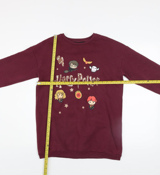 Harry Potter Girls Red Pullover Sweatshirt 12-13 Years Fleece Graphic Print