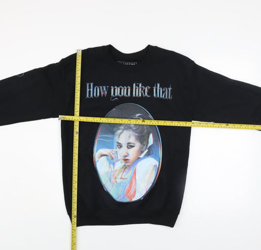 Womens UK Size S BLACKPINK Black Pullover Sweatshirt