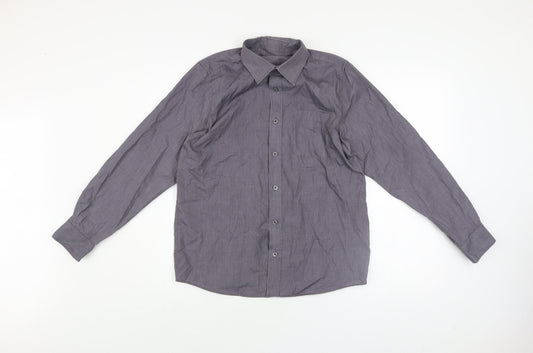 Boys UK Size 13-14 Years Dunnes Stores Grey Basic Button-Up