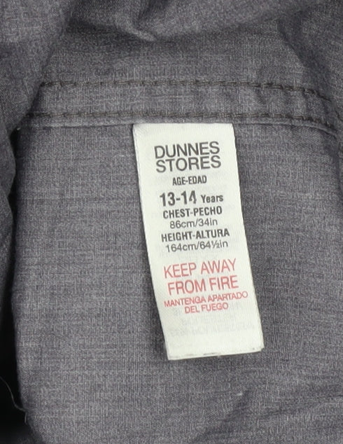 Boys UK Size 13-14 Years Dunnes Stores Grey Basic Button-Up