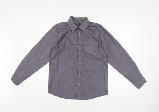 Boys UK Size 13-14 Years Dunnes Stores Grey Basic Button-Up