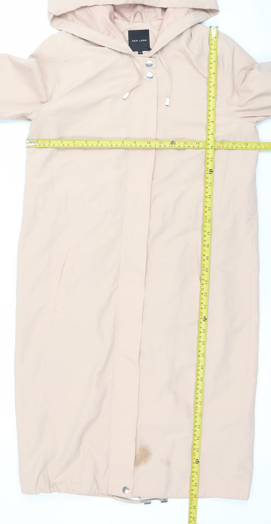 New Look Women Beige Hooded Long Rain Coat Size 8