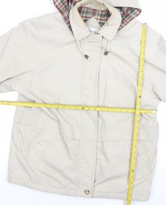 Berkertex Women’s Beige Hooded Parka Jacket Size 16 Lined Classic Style
