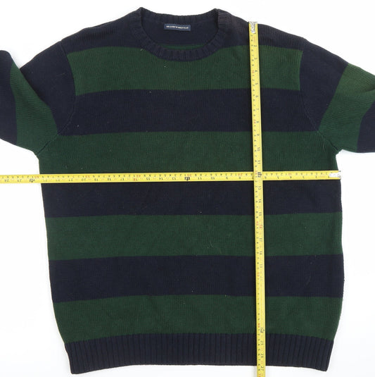 Brandy Melville Women's Green Navy Striped Cotton Jumper M