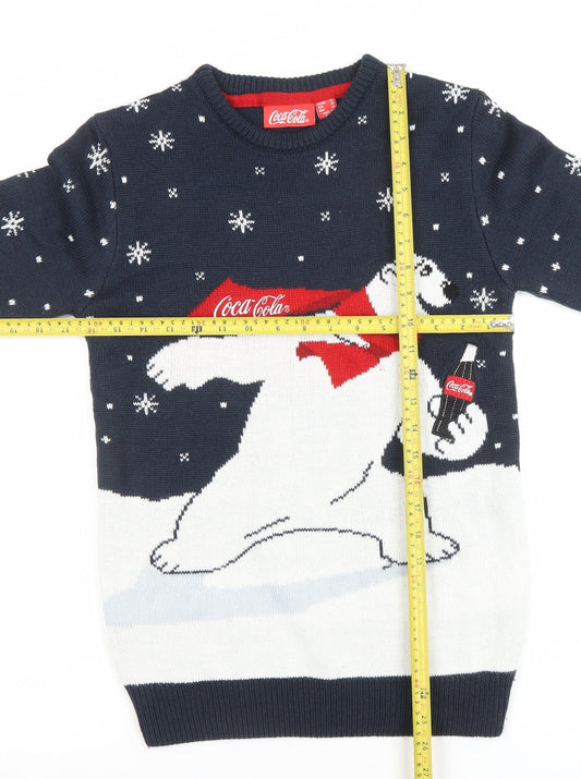 Mens UK Size XS Coca-Cola Blue Pullover Jumper