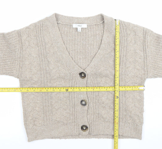 Womens UK Size XS Marks and Spencer Beige Cardigan Jumper