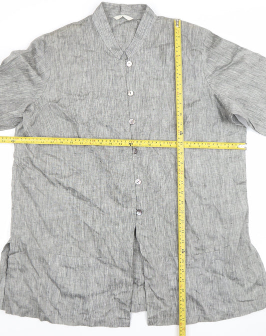 Marks and Spencer Women Grey Linen Long Sleeve Blazer Size 20