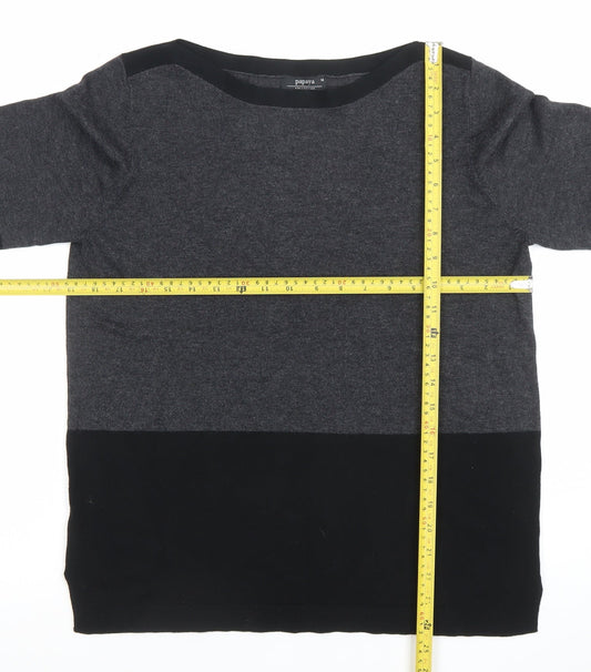 Papaya Women’s Grey Colourblock Knit Top Size 14 3/4 Sleeve