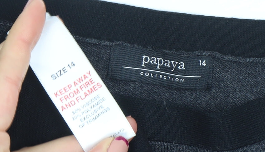 Papaya Women’s Grey Colourblock Knit Top Size 14 3/4 Sleeve