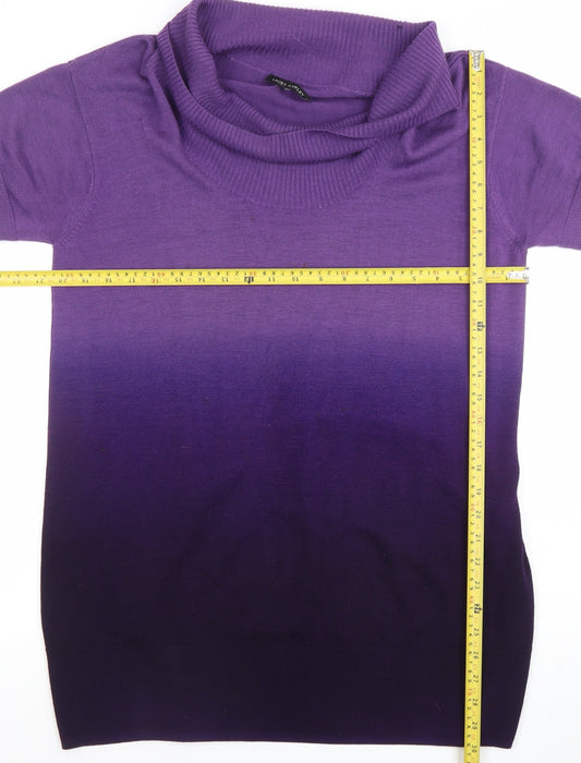 Laura Ashley Women’s Purple Cowl Neck Short Sleeve Wool Blend Jumper Size 18