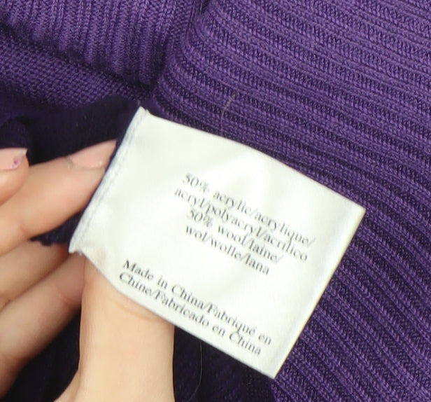 Laura Ashley Women’s Purple Cowl Neck Short Sleeve Wool Blend Jumper Size 18