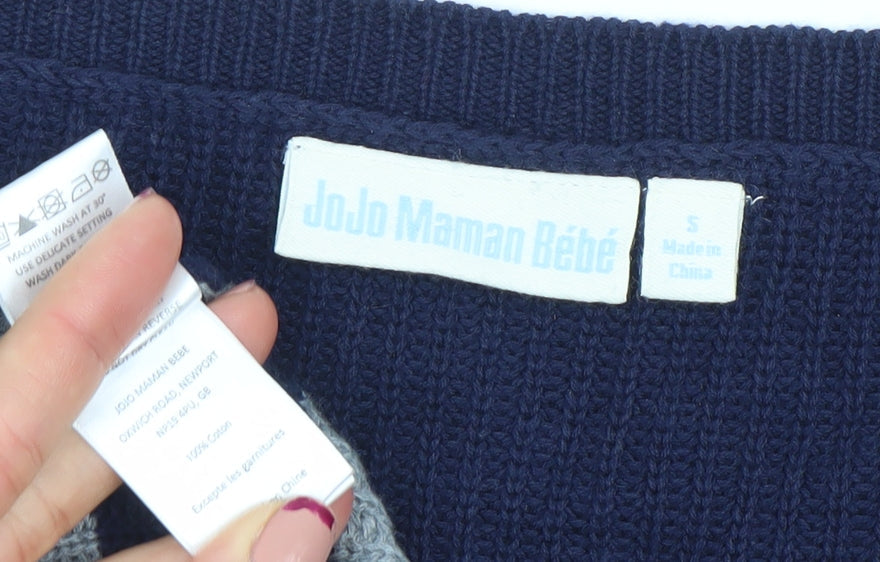 JoJo Maman Bébé Women Blue Striped Cotton Knit Jumper Dress S Maternity