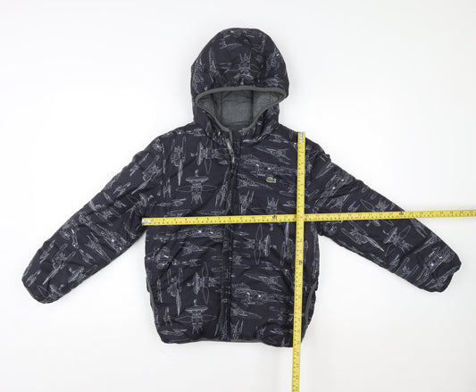 Lacoste Boys Black Star Wars Hooded Puffer Jacket 10 Years Insulated Winter Coat